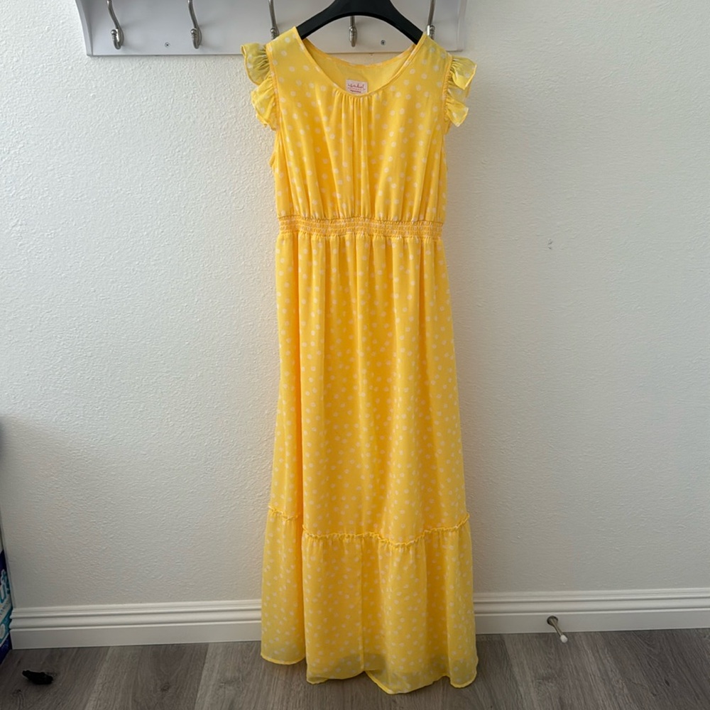 Isabel Maternity yellow polka dot dress